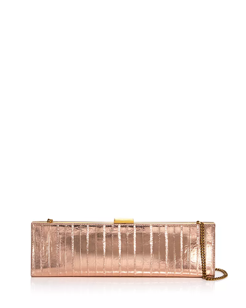 Aqua Small Embossed Leather East West Clutch - Exclusive