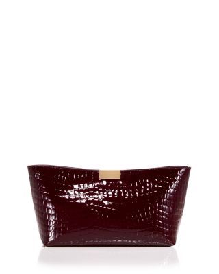 Medium Croc Embossed Patent Leather Clutch - Exclusive