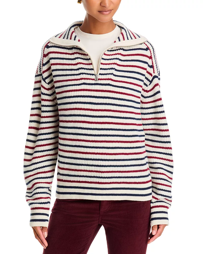 rag & bone Georgie Striped Half Zip Sweater