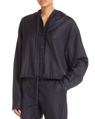 Wool Hooded Button Front Top