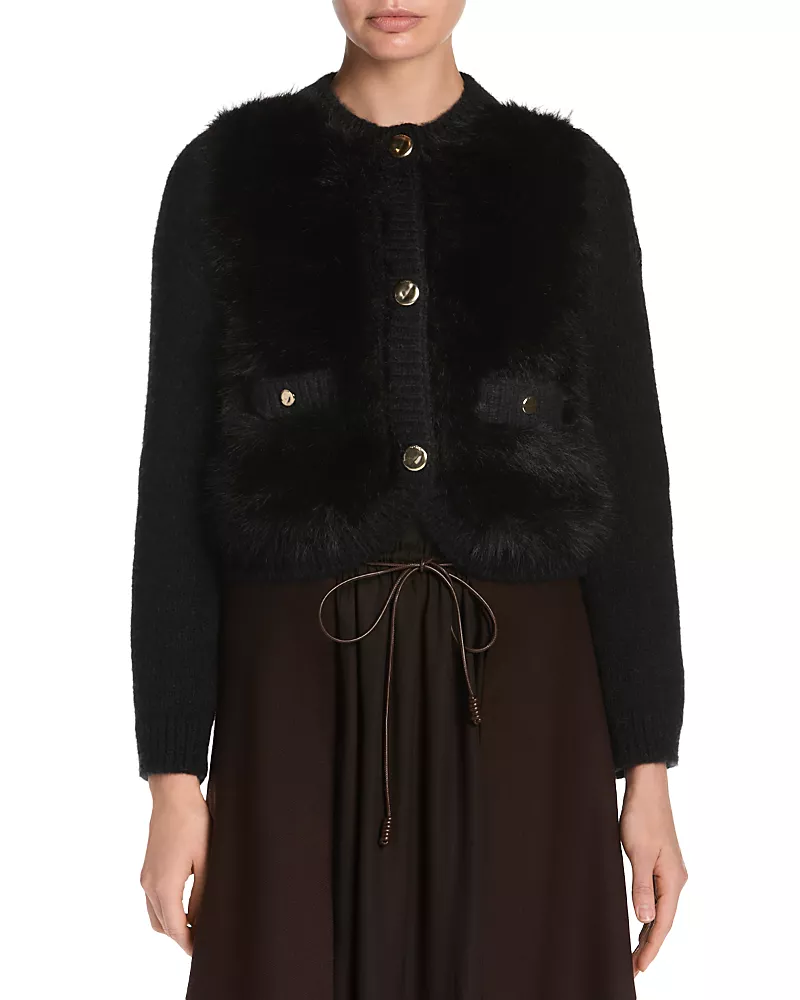 Moncler Puffer Back Mixed Media Cardigan