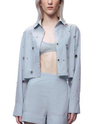  Stone Detail Crop Shirt