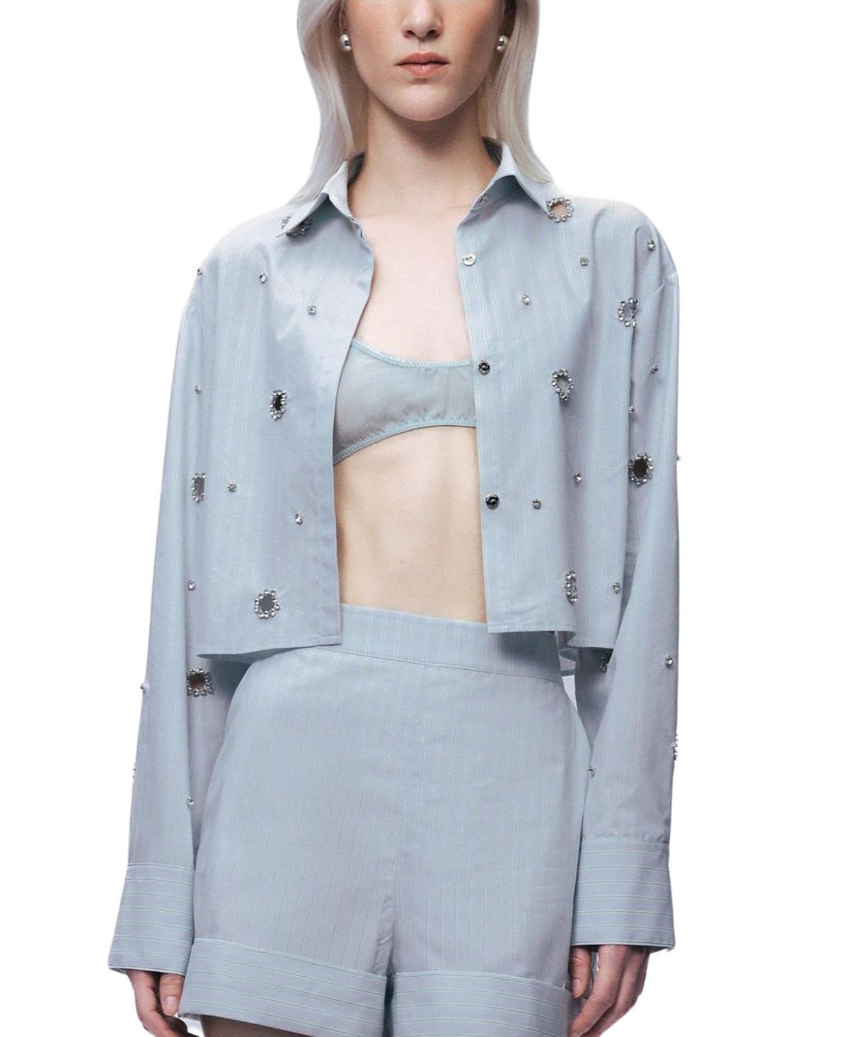 Nocturne Stone Detail Crop Shirt