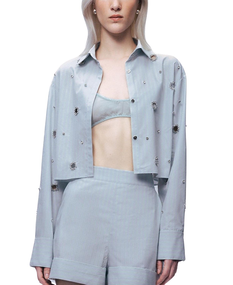 Nocturne Stone Detail Crop Shirt
