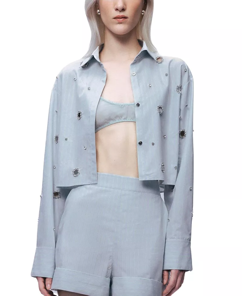 Nocturne Stone Detail Crop Shirt