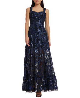 Dress The Population Anabel Sweetheart Neck Floral Sequin Lace A-Line Gown