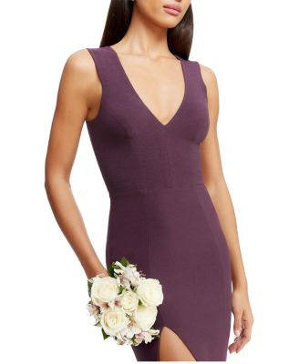 Sandra V-Neck High Slit Fitted Gown - thumbnail 10