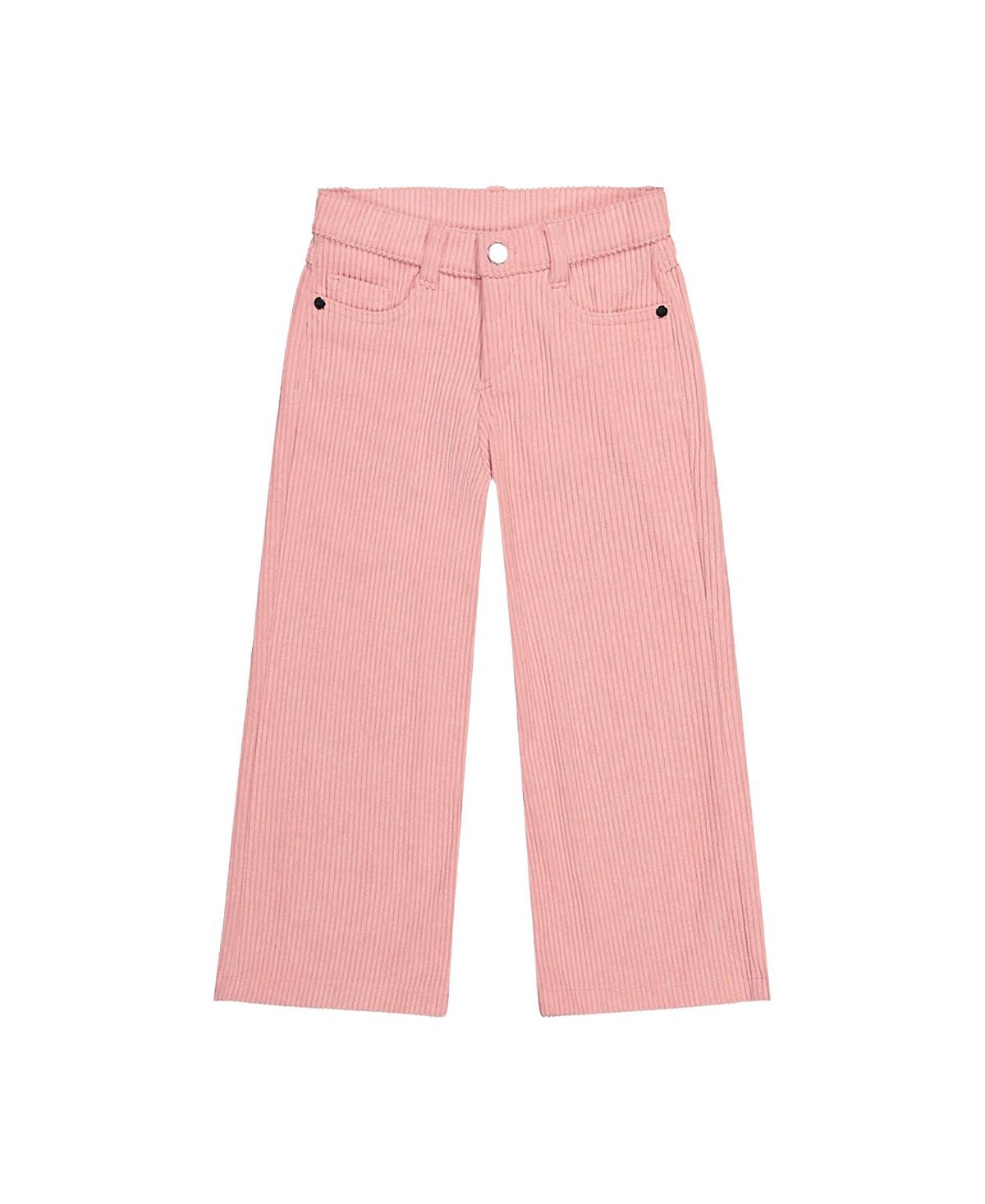 Deux par Deux Girls' Stretch Corduroy 5-Pocket Button Fly Wide Leg Pants - Little Kid