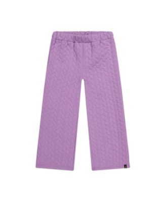 Girls' Wide Leg Jacquard Quilted Diamond Elastic Waist Pants - Little Kid