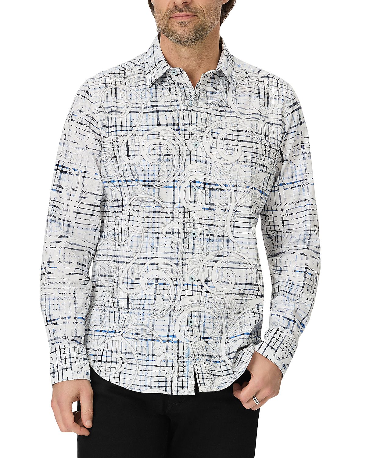 Robert Graham Webster Slim Floral Check Woven Cotton Shirt