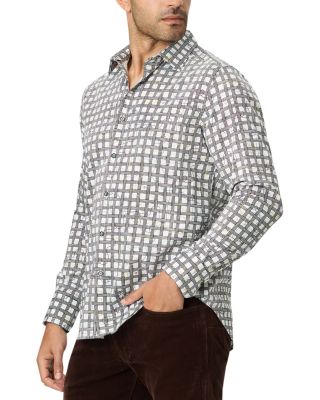 Sanger Slim Fit Cotton Blend Check Woven Shirt