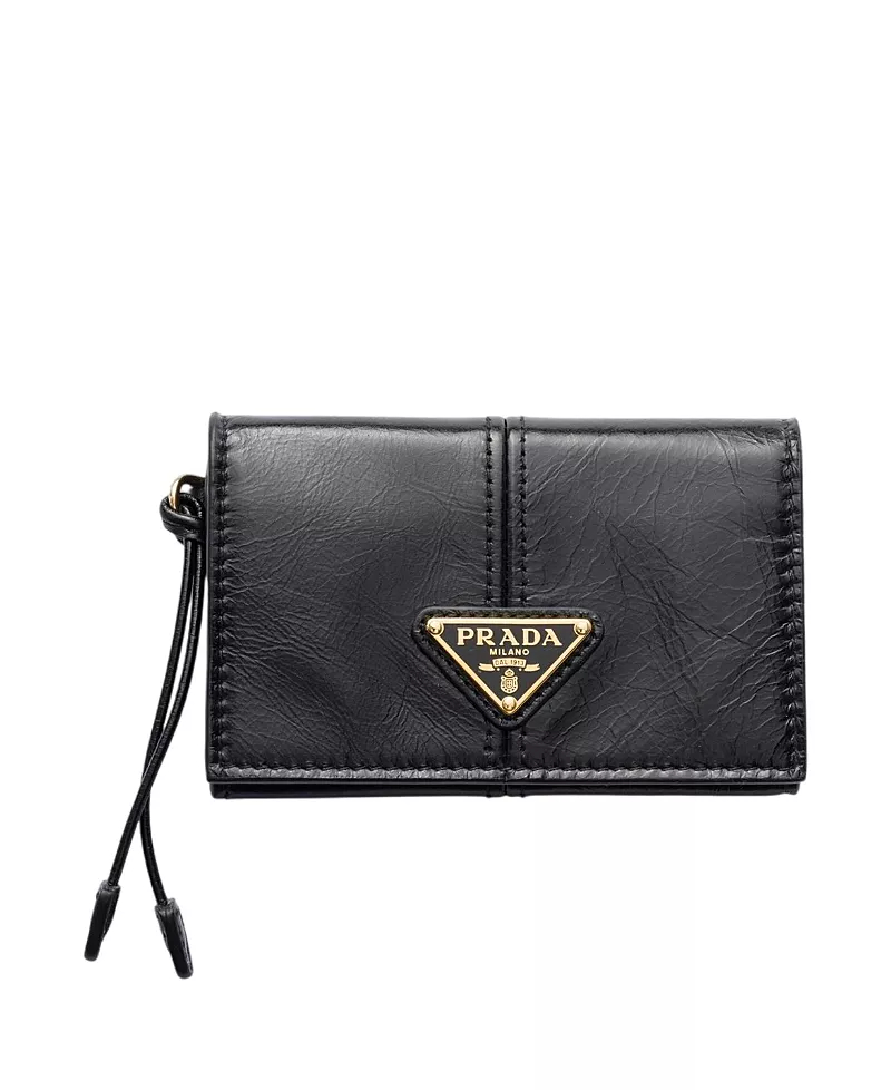 Prada Leather Card Holder With Flap