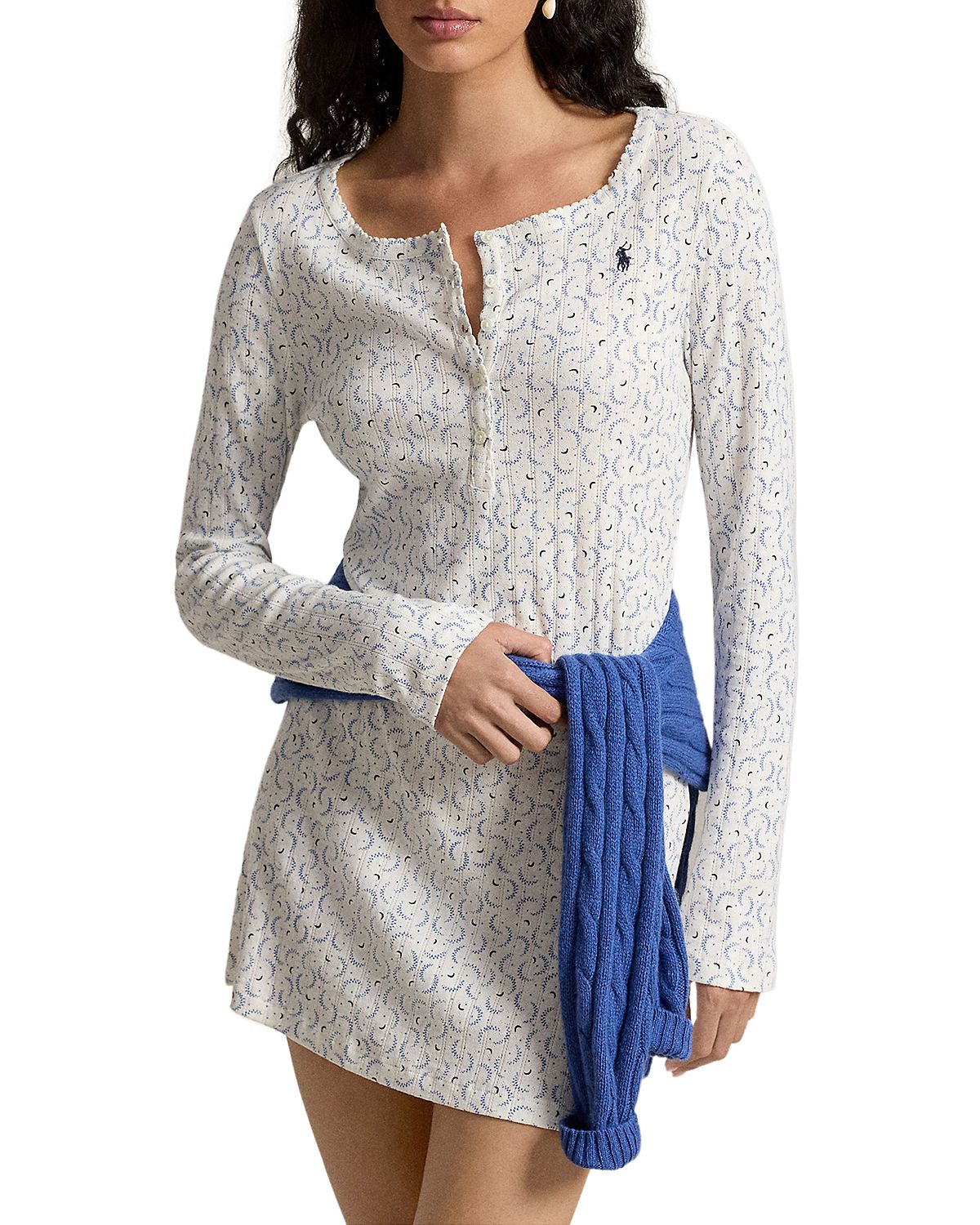 Polo Ralph Lauren Pretty Pointelle Cotton Long Sleeve Sleep Kaftan