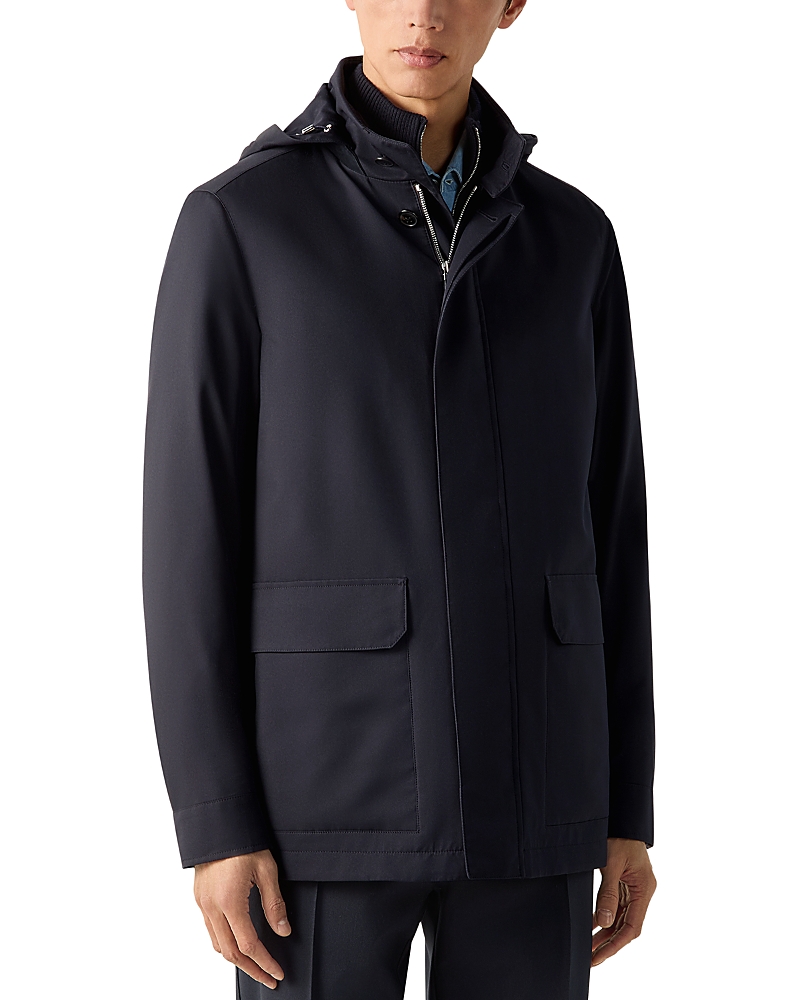 Zegna Microfiber Motorin Detachable Hood Car Coat