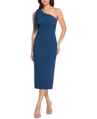  Tiffany One Shoulder Bow Midi Dress