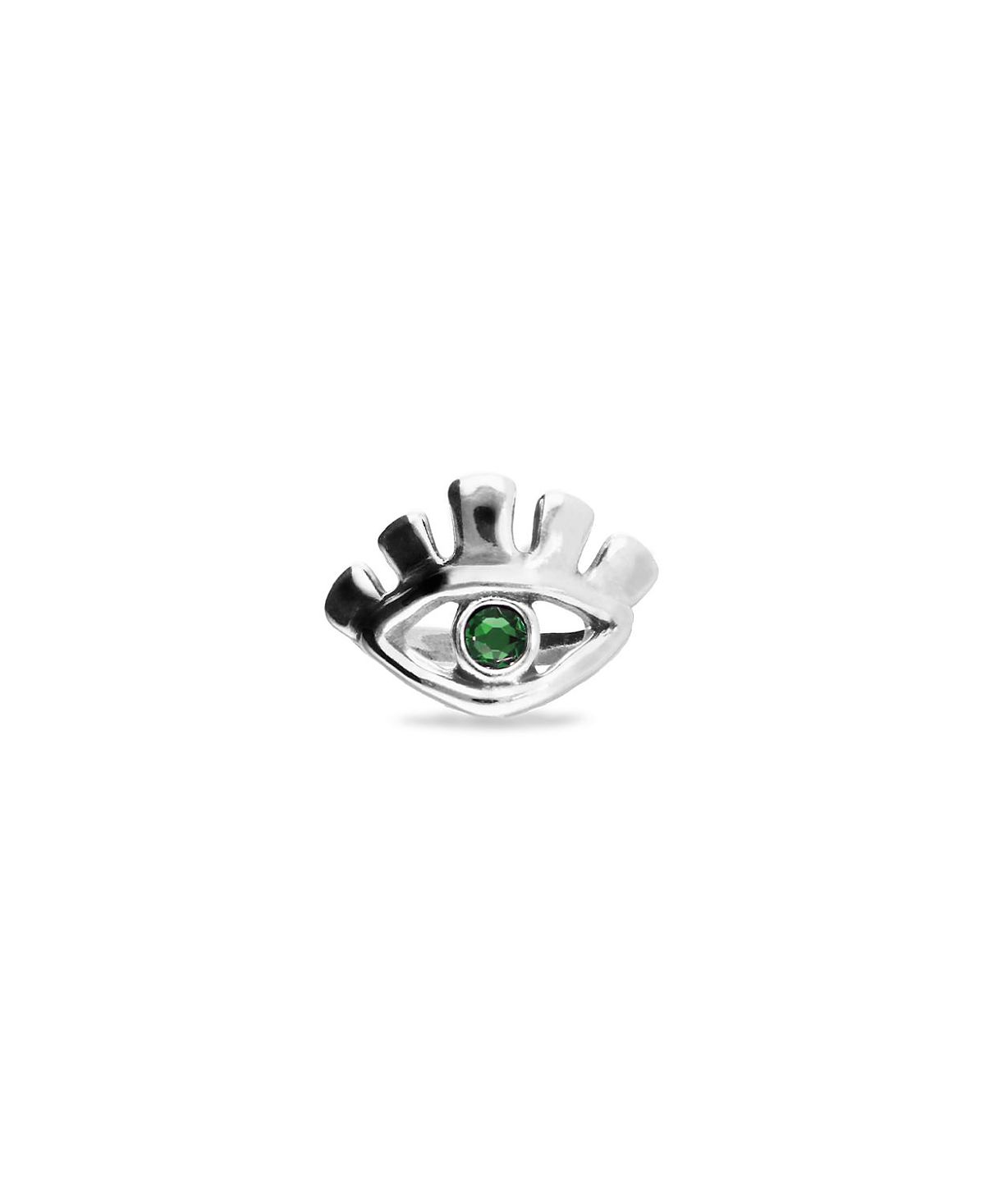 UNOde50 Sterling Silver Plated Eye-Shaped Ring with Green Faceted Crystal