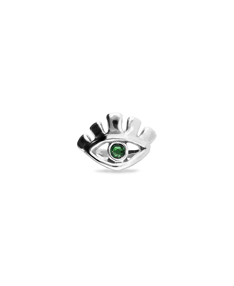 UNOde50 Sterling Silver Plated Eye-Shaped Ring with Green Faceted Crystal