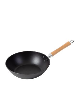  Preseasoned Cast Iron Stir Fry Pan with Maple Handle, 19.75" L x 11.25" W x 4.5" H