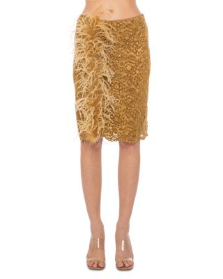 Feather Trim Lace Skirt
