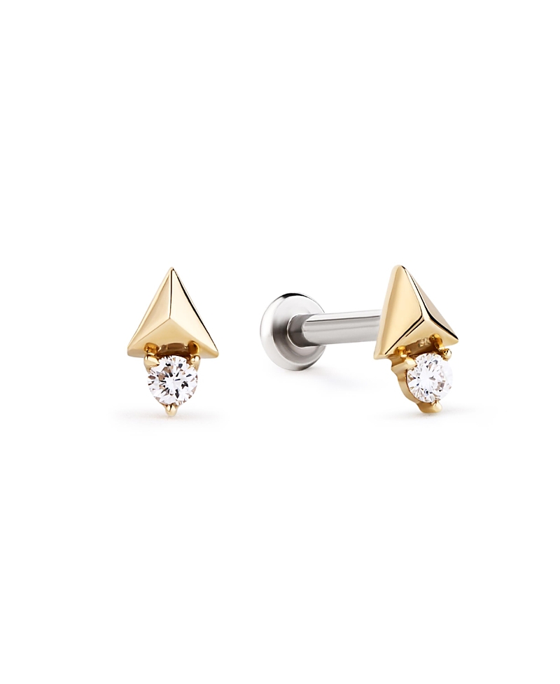 Ana Luisa Solid Yellow Gold Lab-Grown Diamond Pyramid Flatback Studs