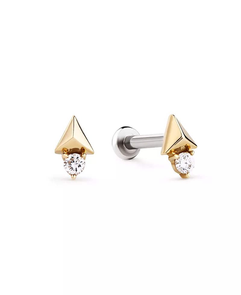 Ana Luisa Solid Yellow Gold Lab-Grown Diamond Pyramid Flatback Studs