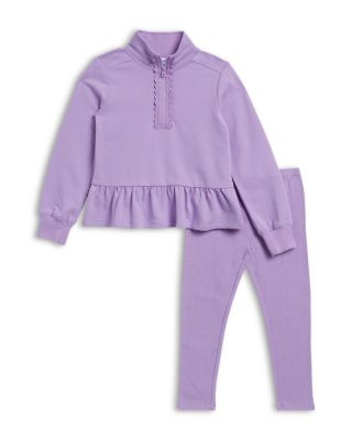 Girls' Pretty Peplum Quarter Zip Sweatshirt & Leggings Set - Little Kid