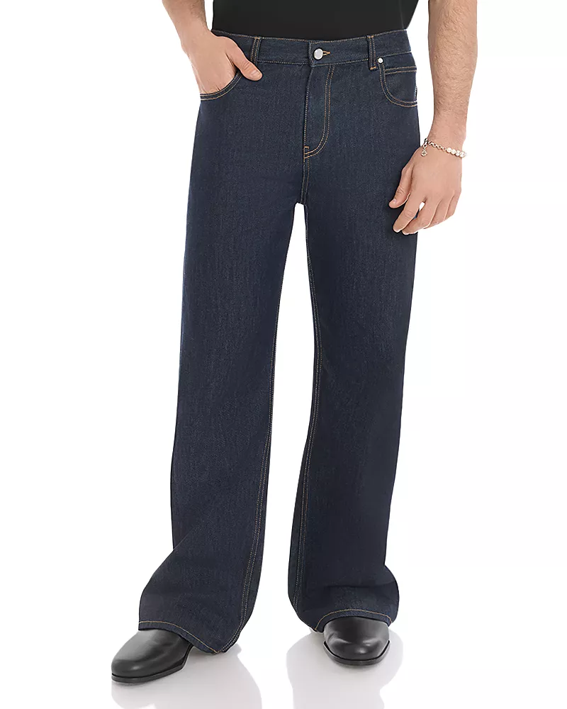 Casablanca Raw Denim Baggy Jeans in Denim Indigo