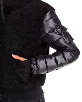 Sherpa Mixed Media Bomber Jacket - Exclusive - thumbnail 4