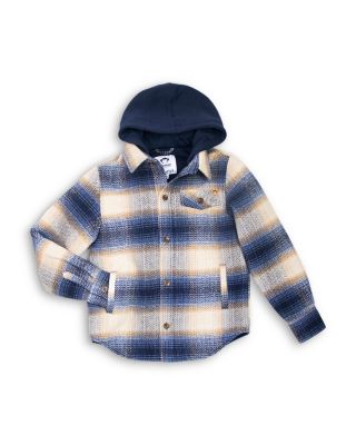 Boys' Glen Hooded Herringbone Plaid Shirt - Little Kid, Big Kid