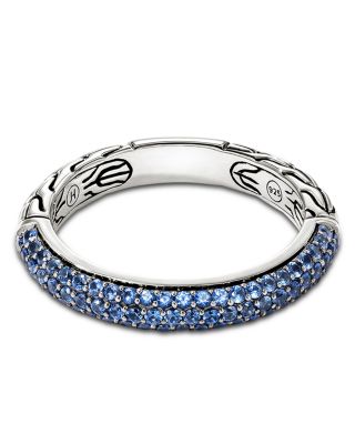 John Hardy Sterling Silver Jh Essentials Blue Sapphire Pave Band