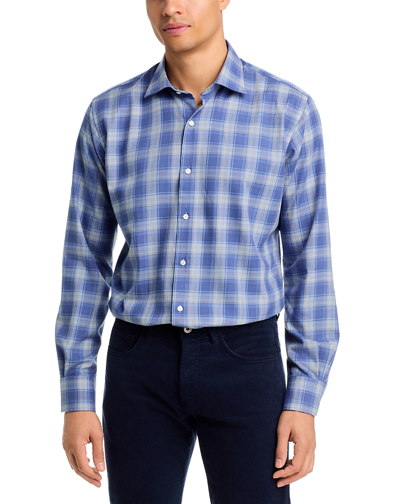 Peter Millar Cannon Performance Flannel Classic Fit Sport Shirt In Blue
