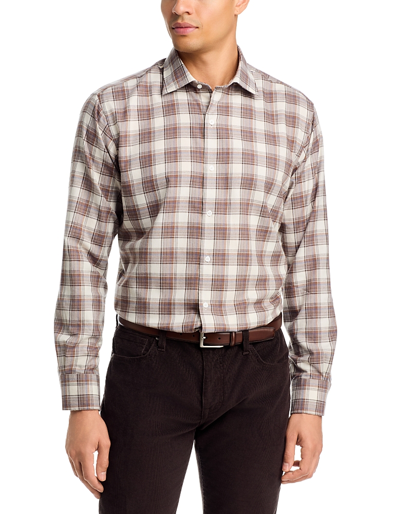 Peter Millar Cannon Performance Flannel Classic Fit Sport Shirt In White