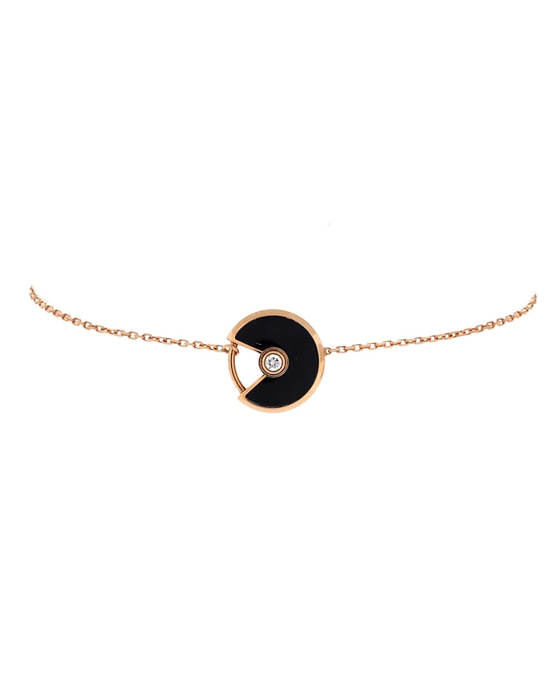 Pre-Owned Cartier Xs Amulette de Cartier Bracelet 18K Rose Gold with Diamond and Onyx
