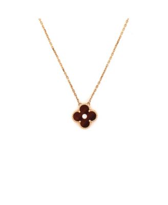  Vintage Alhambra Pendant Necklace 18K Rose Gold and Bull's Eye with Diamond, 16.75"