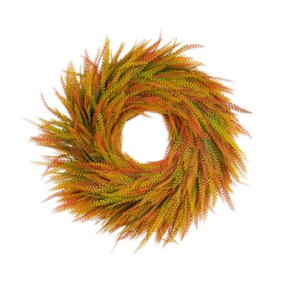 28" UV Artificial Fall Wheat Grass Wreath