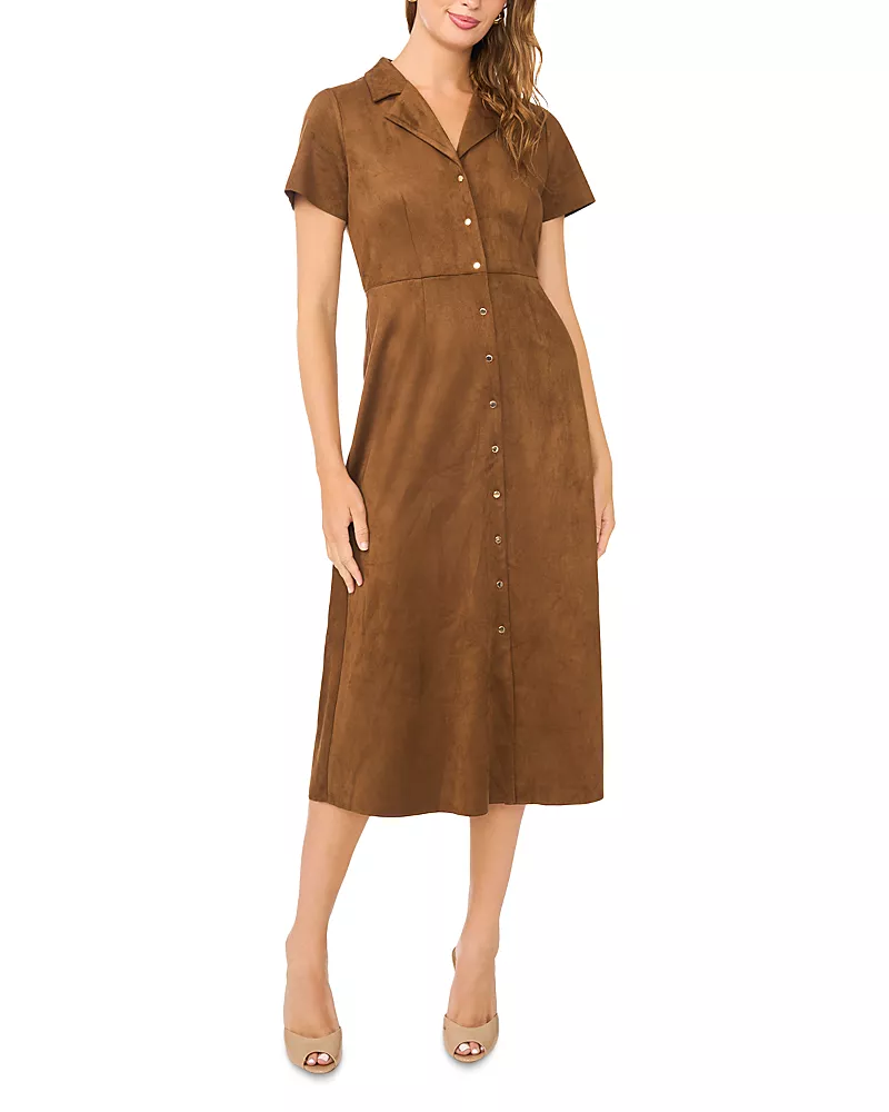 Vince Camuto Tie Back Button Down Midi Dress