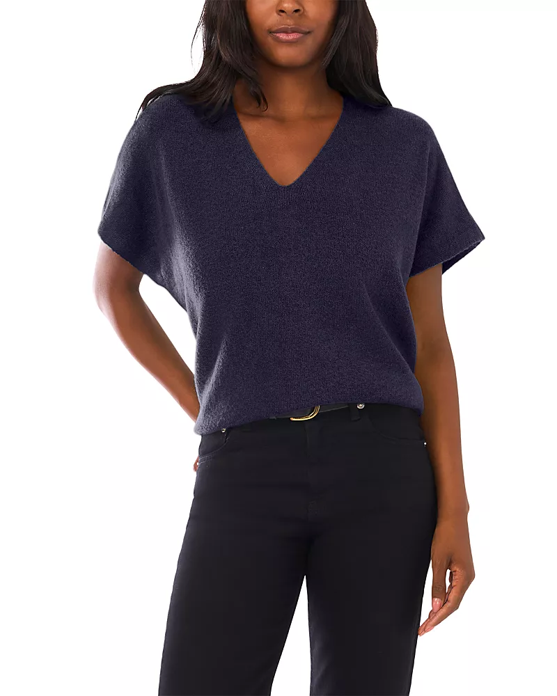 Vince Camuto V Neck Short Sleeve Boxy Top