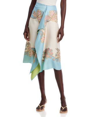 Silk Drape Front Scarf Skirt