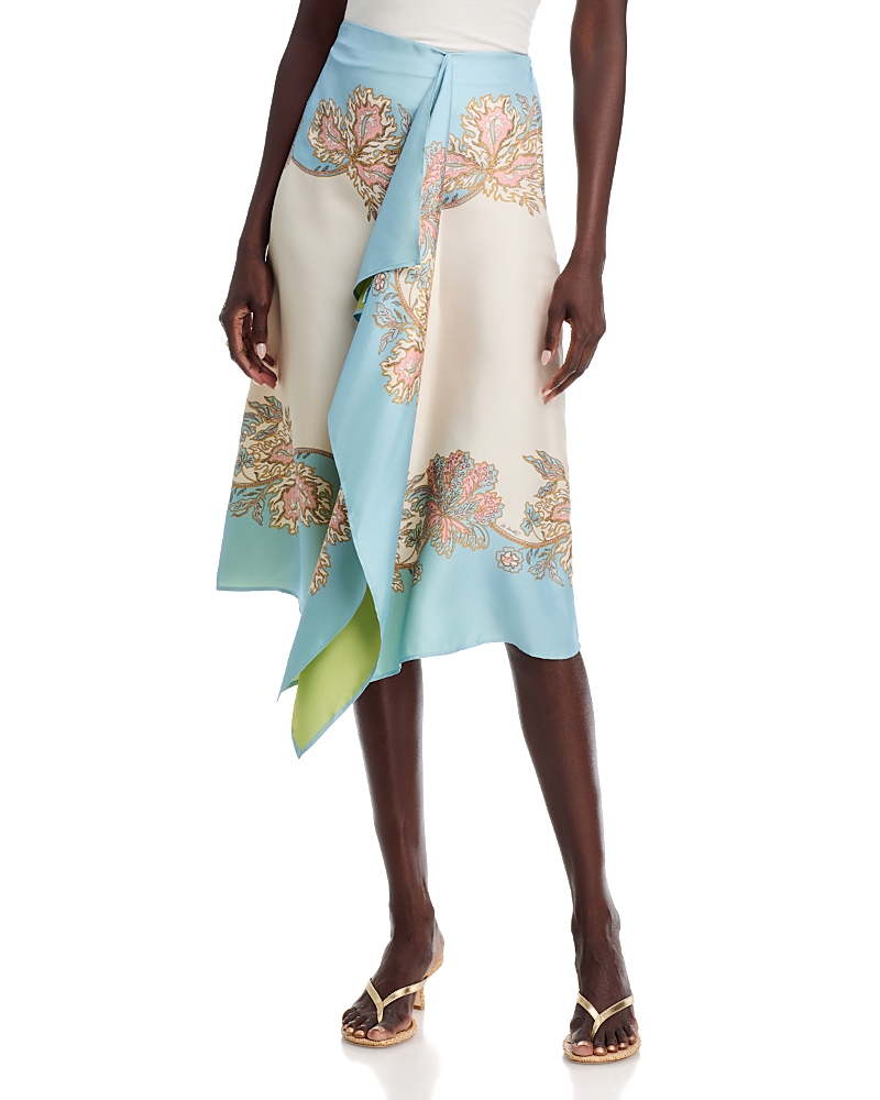 La DoubleJ Silk Drape Front Scarf Skirt