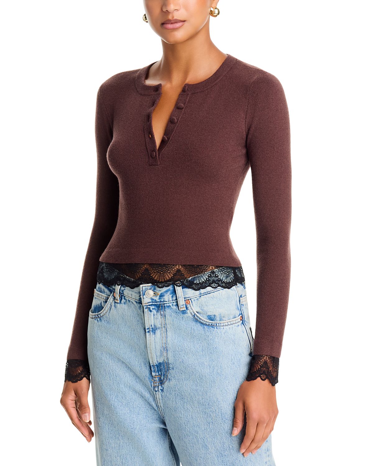 Generation Love Olivia Lace Combo Henley Sweater