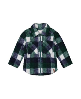 Boys' Zipped Fleece Check Chest Pocket Overshirt - Little Kid