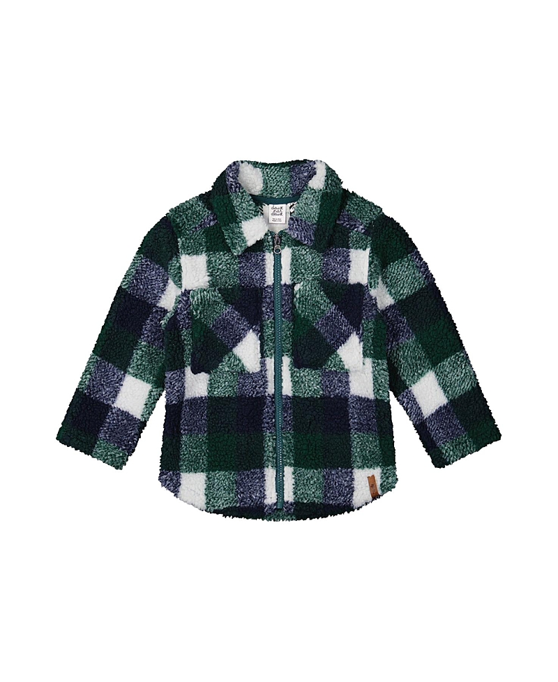 Deux par Deux Boys' Zipped Fleece Check Chest Pocket Overshirt - Little Kid, Big Kid