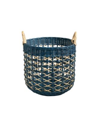 Java Round Rattan Basket, 17"L x 17"W
