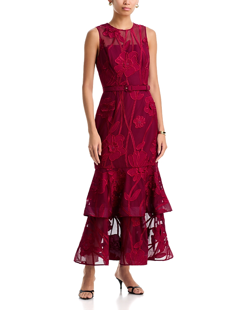 Milly Anna Grand Fleur Embroidered Tiered Dress