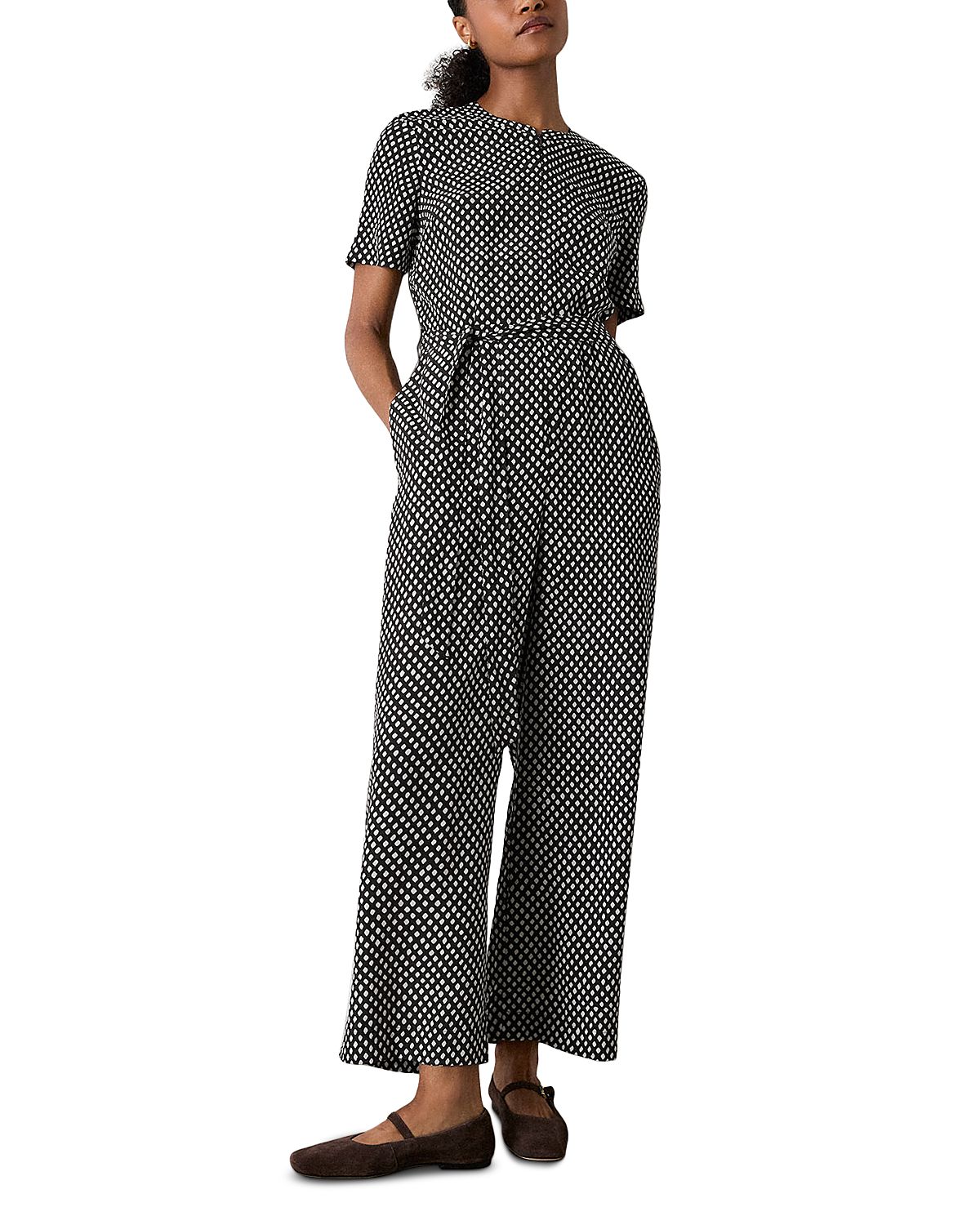 Whistles Petite Zippered Belted Jumpsuit