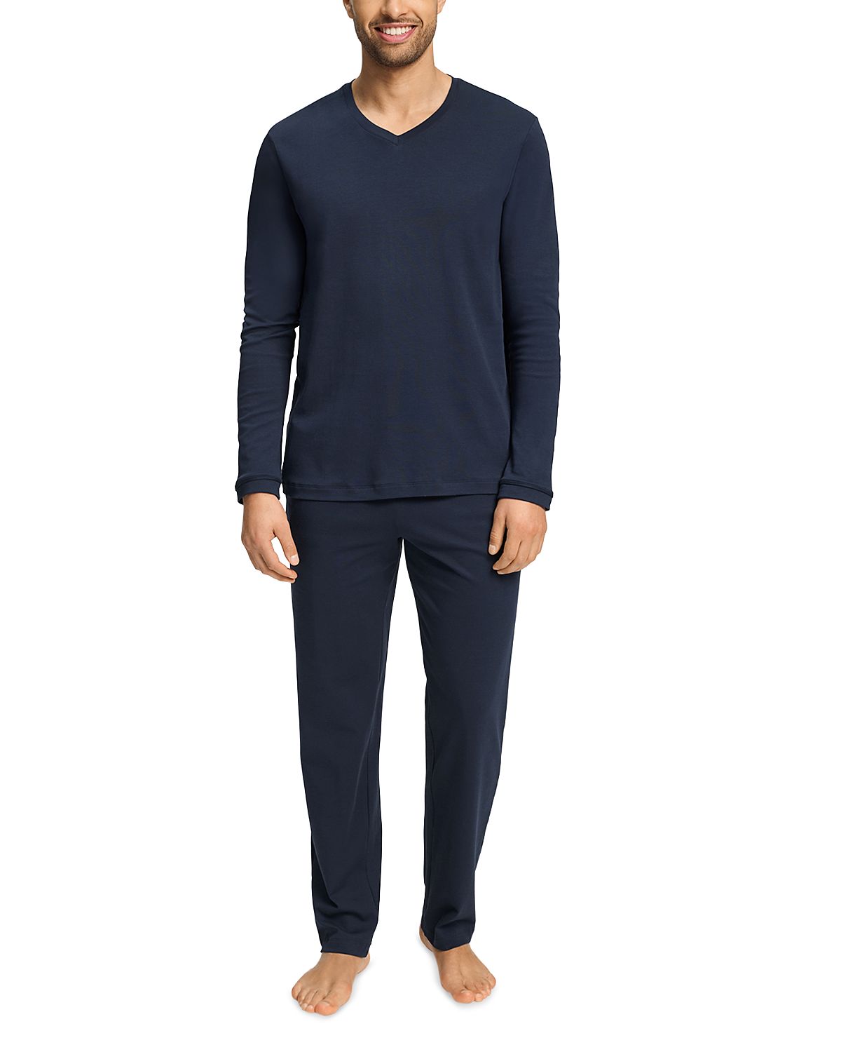 Hanro Night and Day Long Sleeve V Neck Knit Pajama Set