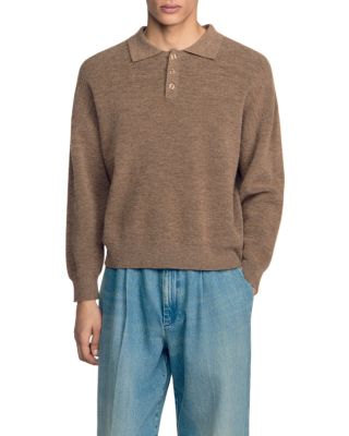 Ribbed Alpaca Blend Polo Shirt