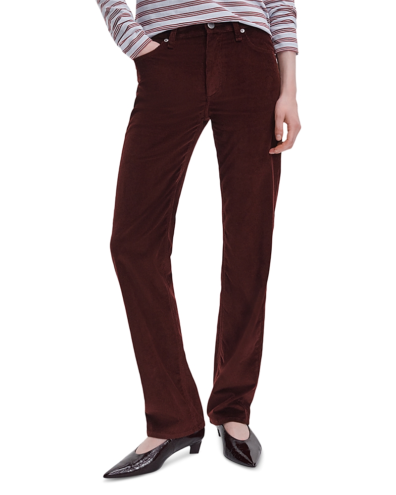 rag & bone Harlow Corduroy High Rise Slim Straight Jeans in Dark Burgundy