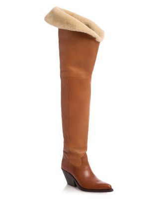 Women's Azelan Leather & Shearling Over the Knee Boots
