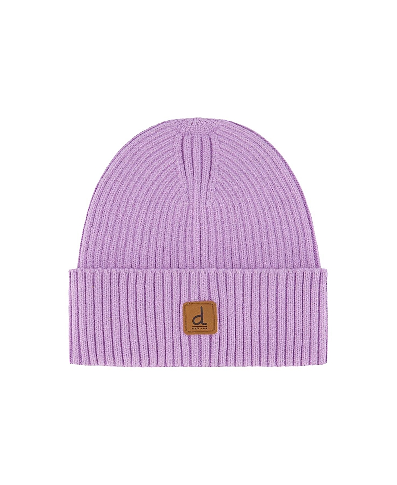 Deux par Deux Girls' Ribbed Knit Folded Cuff Logo Patch Hat - Little Kid, Big Kid